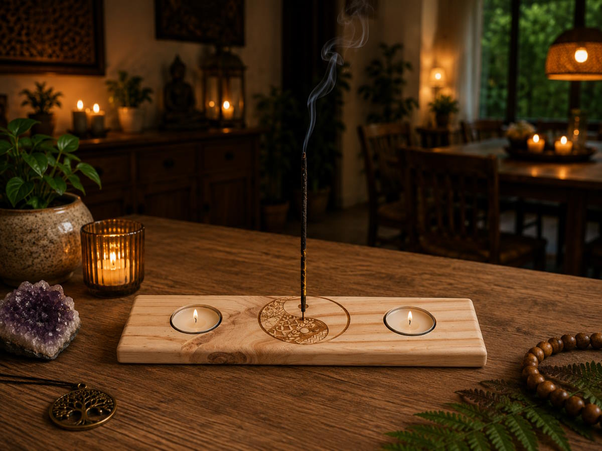 Incensario Porta velas Yin Yang
